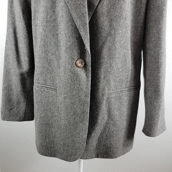 Sag Harbor Womens Gray One Button Wool Blend Blazer Jacket - Picture 7 of 12